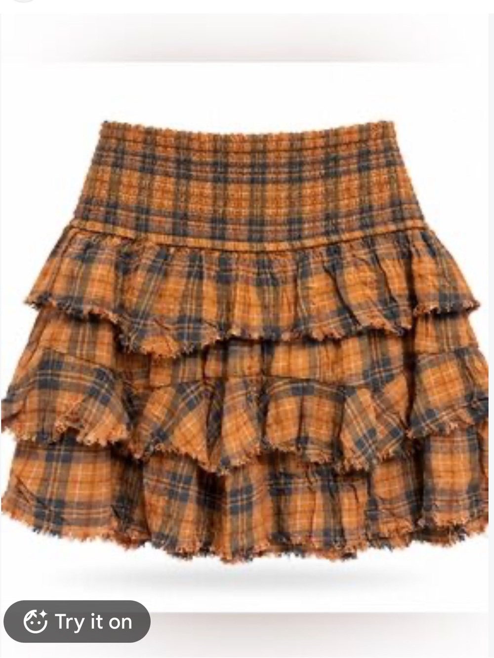 Free people 🔥 Nwot PLAID Tiered Ruffle Smocked Waist MINI skirt